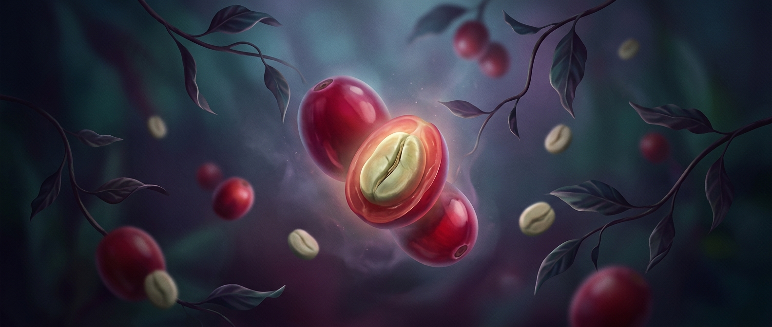 Coffee beans begin inside red coffee cherries