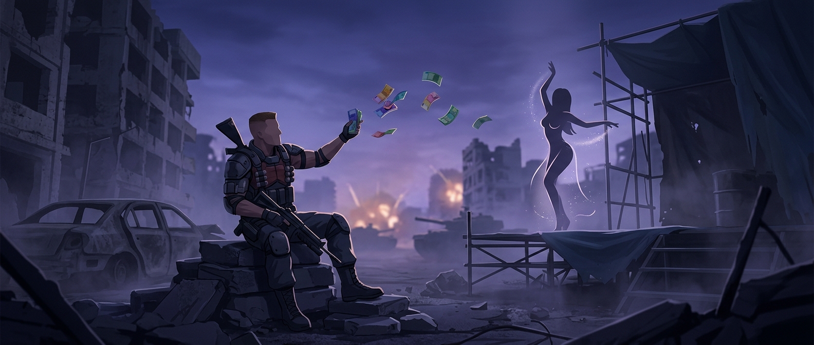 Duke Nukem stops to pay dancers during an alien invasion