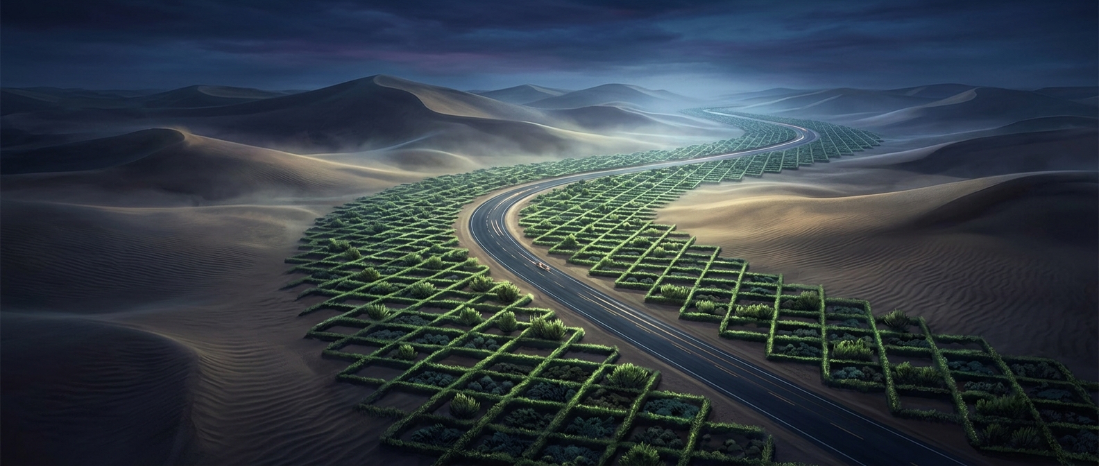 The green highway built across the Taklamakan Desert