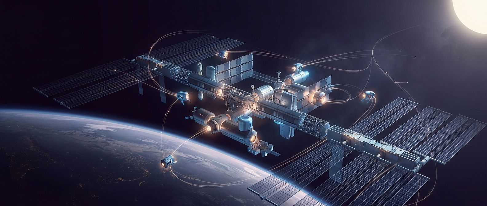 Space station modules were assembled in orbit over years