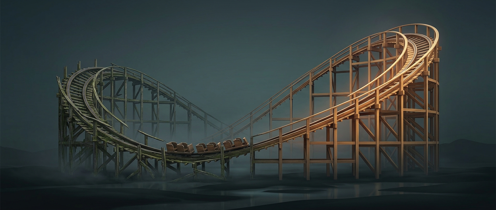 A wooden roller coaster may lose all its original wood
