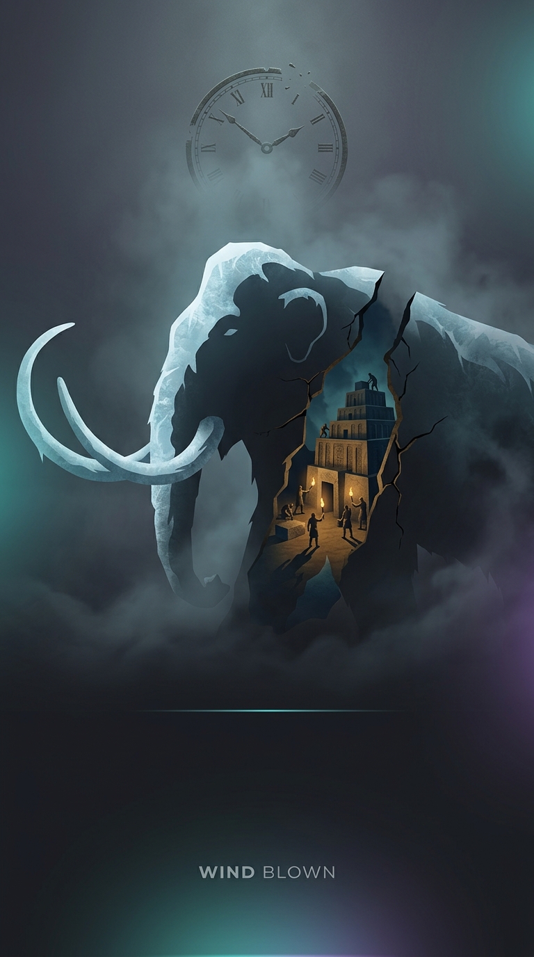 Which iconic piece of human history was actively happening on Earth while woolly mammoths were still roaming the planet?
