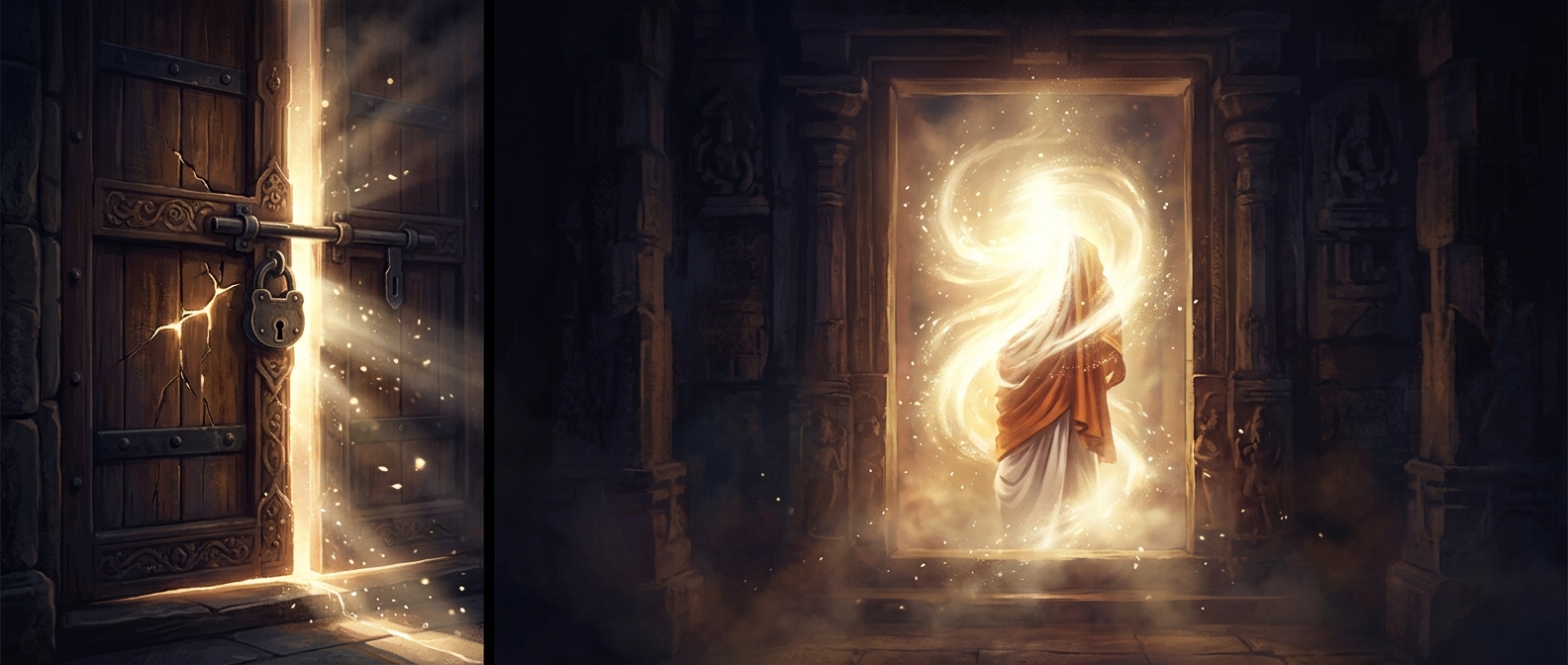 Swamigal locked a door and dissolved into light