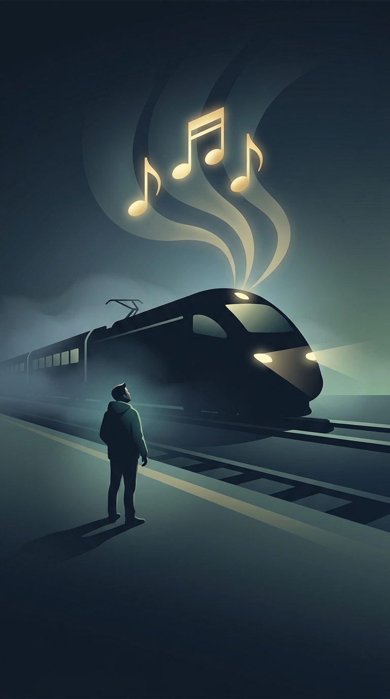 Why do modern trains use precisely timed, specific musical chords for their horns rather than just loud sirens?