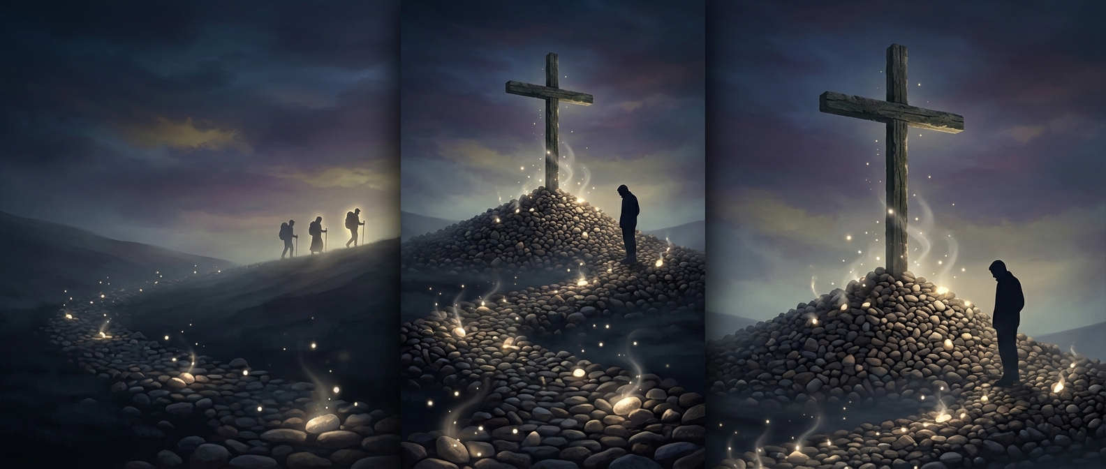 At this Spanish cross, pilgrims leave their burdens behind
