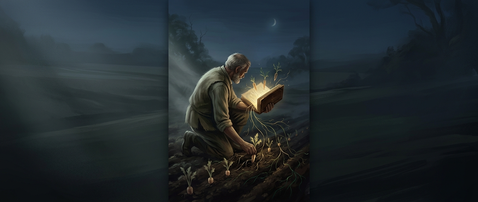 Посадка моркови по старой бумажной книге