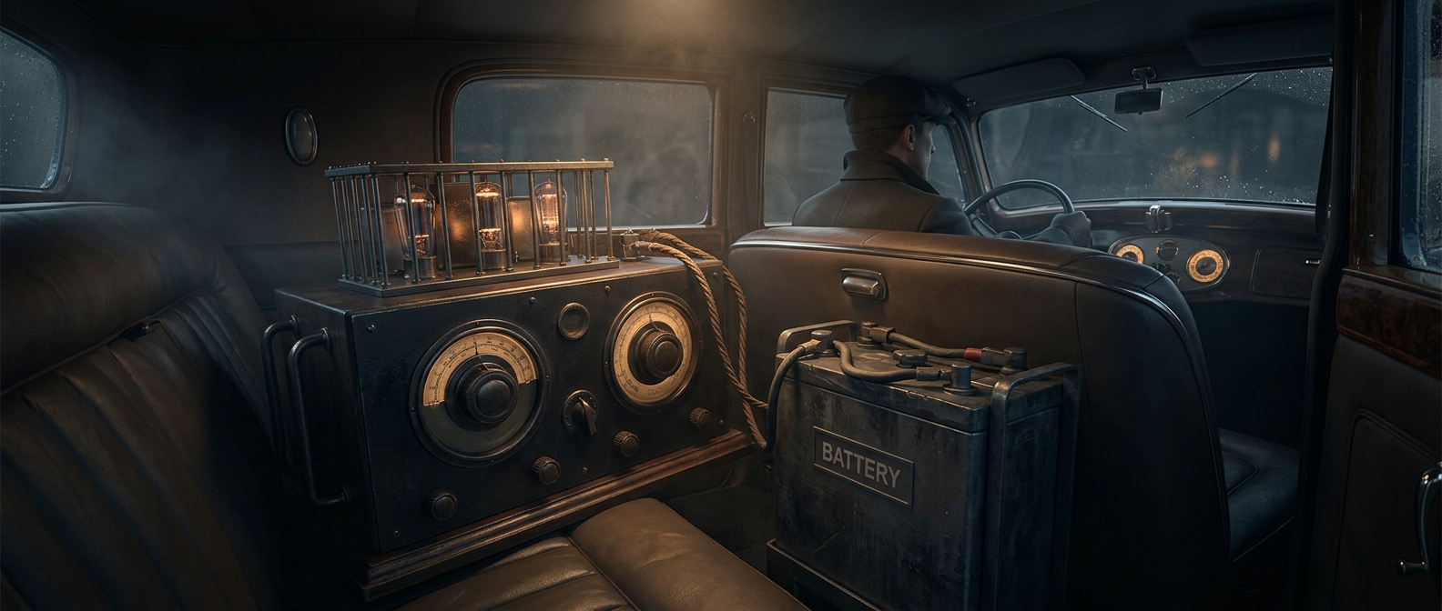 Early car radios needed their own battery