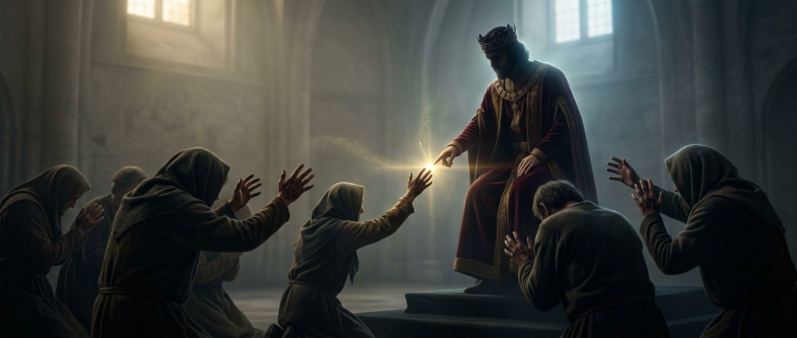 Medieval European peasants believed their skin diseases could be miraculously cured just by getting poked by a king