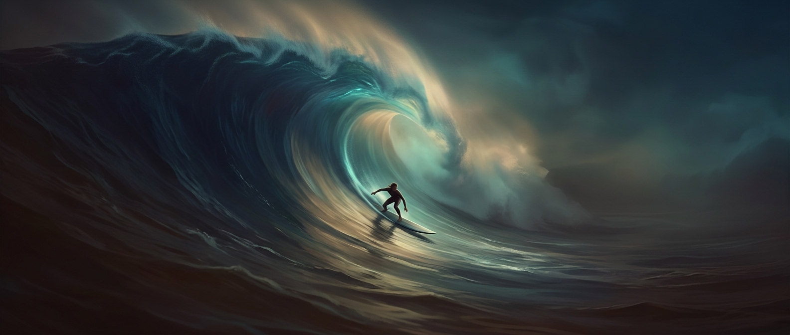 Surfboards capture the immense power of sea waves