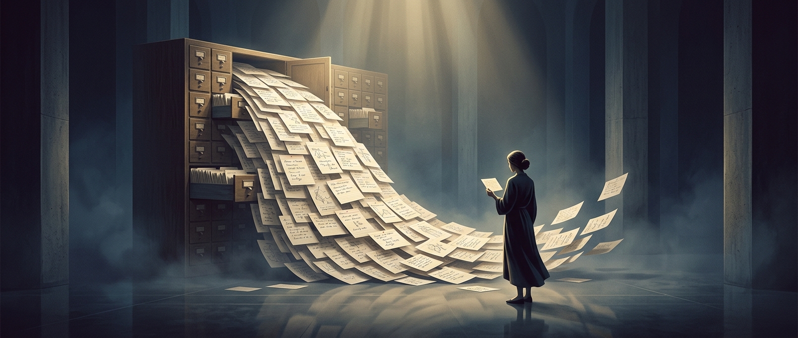 Paper index cards held all medical knowledge