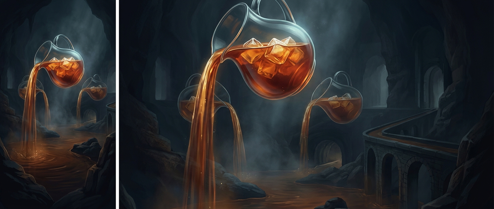Pitchers elegantly pour mass quantities of iced tea