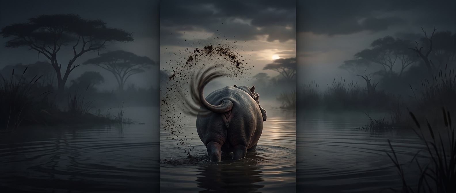 Why male hippos spin their tails while defecating