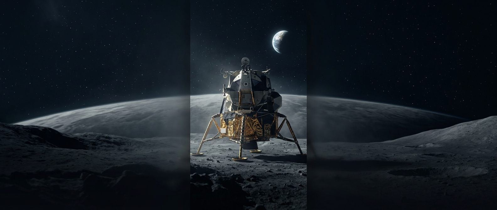 The part of the Moon lander left behind