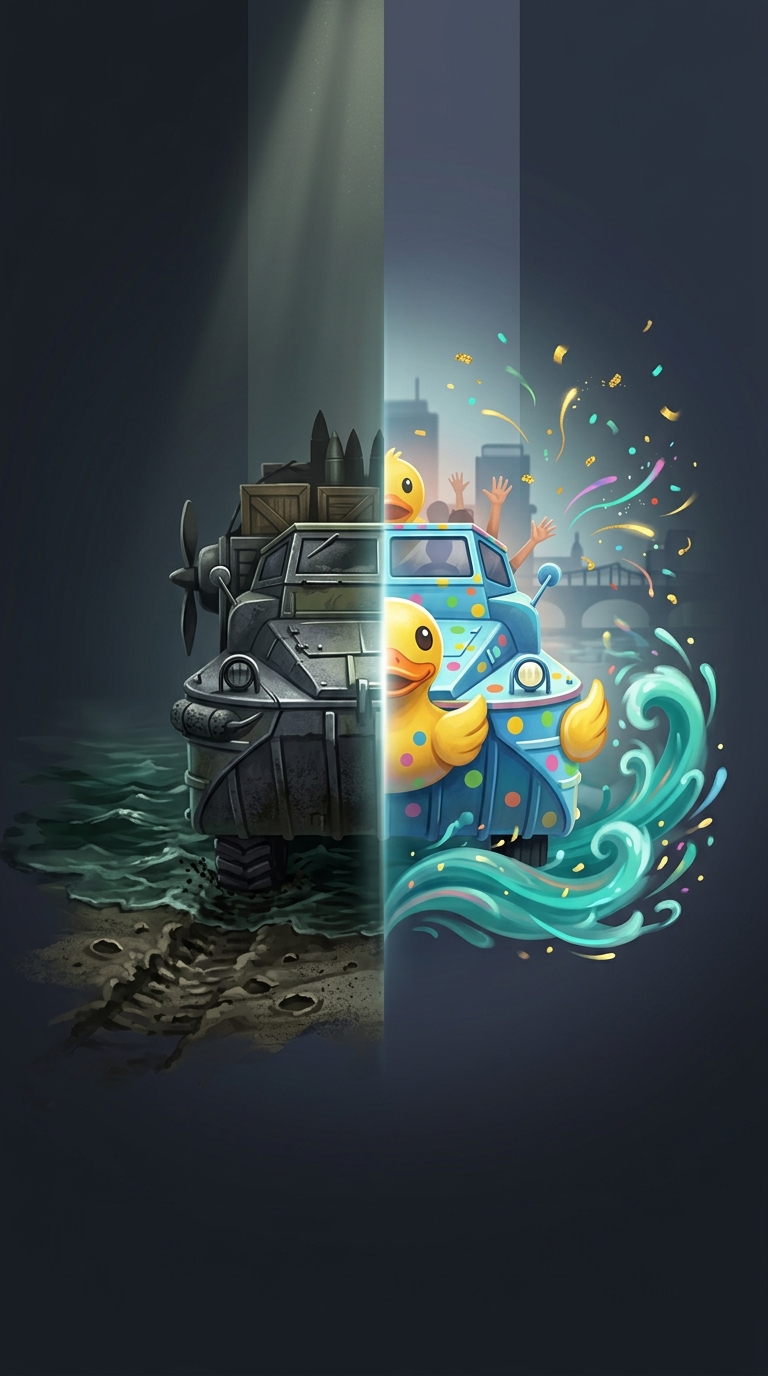 Amphibious DUKW vehicles, better known today as the ridiculously painted duck boats used for goofy tourist sightseeing tours, were originally designed to storm beaches while dodging bullets during World War II.