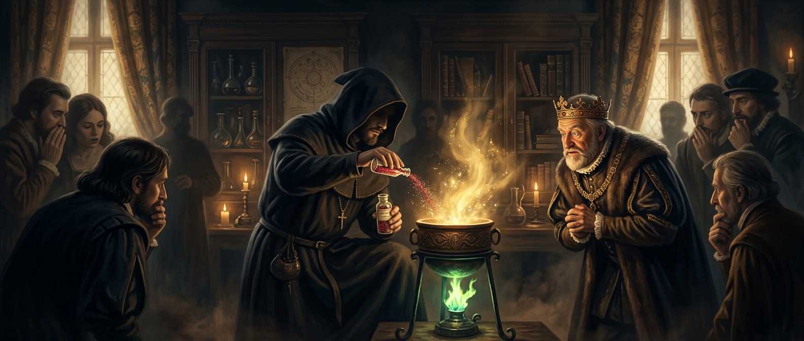 Edward Kelley convinced a Holy Roman Emperor he could turn base metals into gold by using secret magical powders