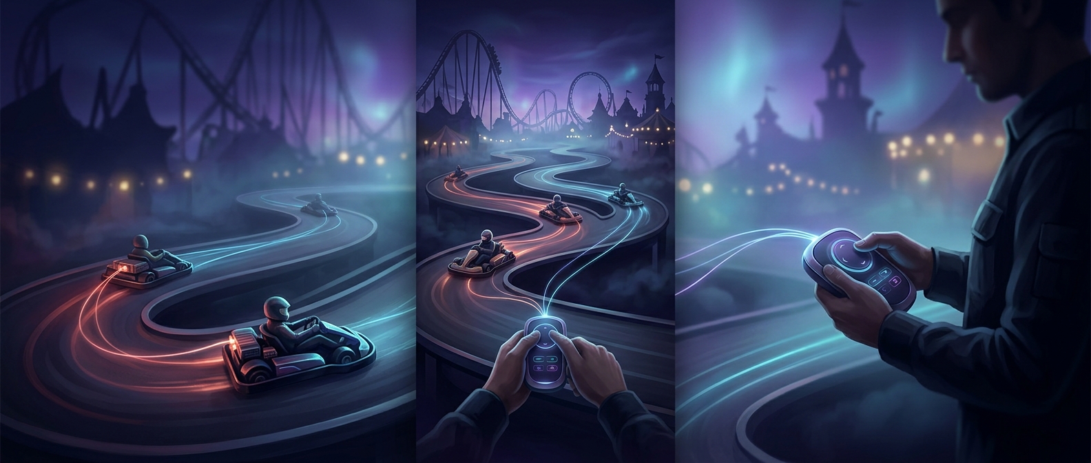 A bored teenager can stop every go-kart at once