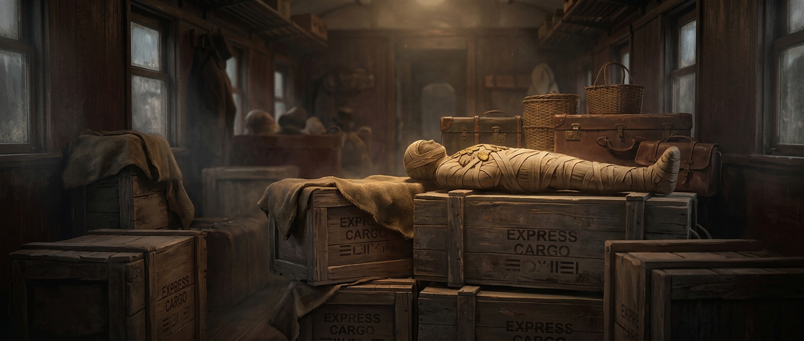 When mummies traveled as ordinary train cargo
