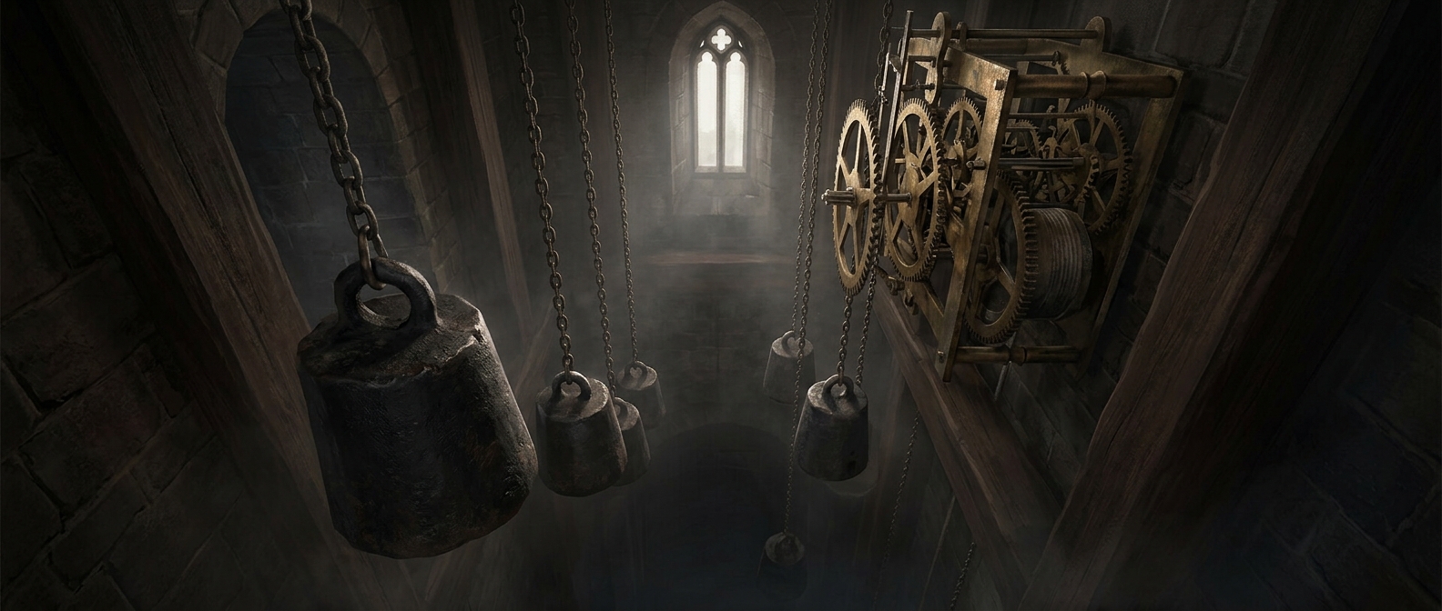 Early mechanical clocks used heavy hanging weights