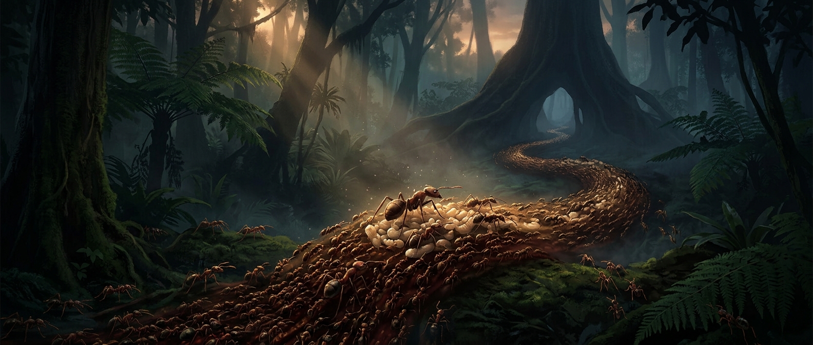 Army ants move their entire homes