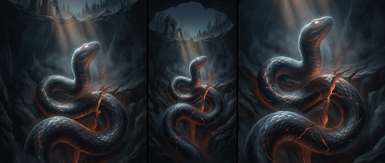 Fascinating indigenous legend of a massive subterranean serpent thought to be responsible for triggering earthquakes.