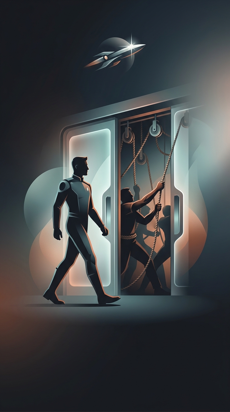 Stagehands on the set of the original Star Trek television series had to physically pull the futuristic automatic sliding doors open using a complex system of hidden ropes and pulleys.