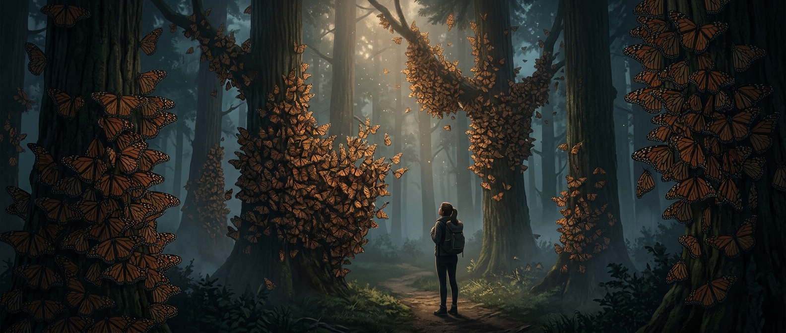 Millions of butterflies make Mexican trees droop
