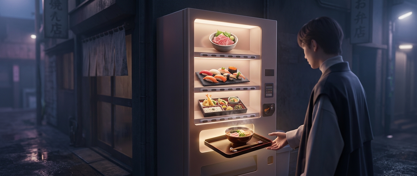 Japanese vending machines serve hot meals