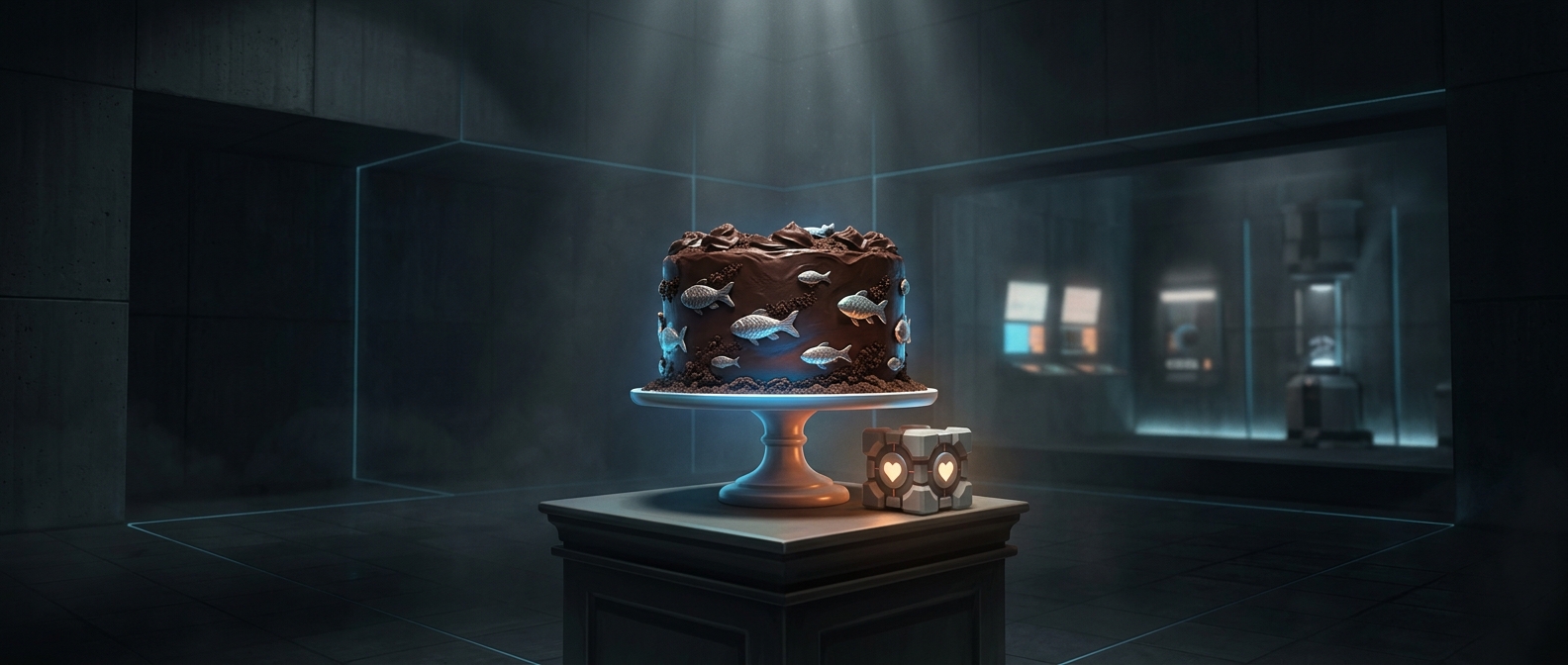 Portal's cake recipe includes fish-shaped feces