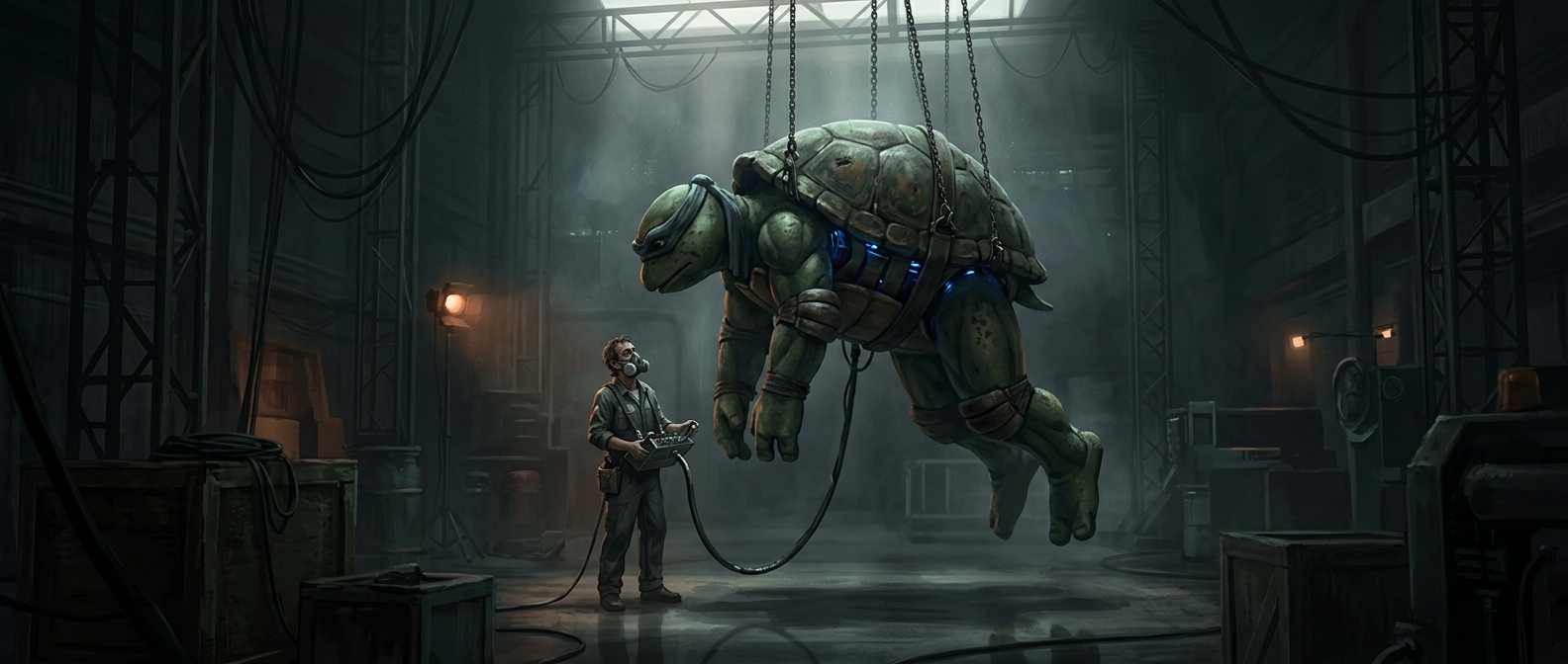 Ninja Turtle suits weighed more than 70 pounds