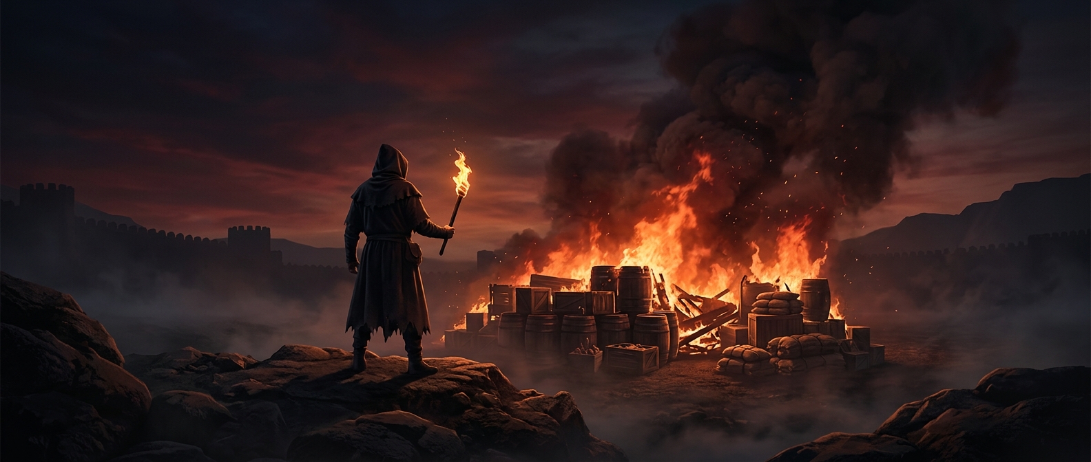 Scorched earth tactics meant intentionally burning supplies