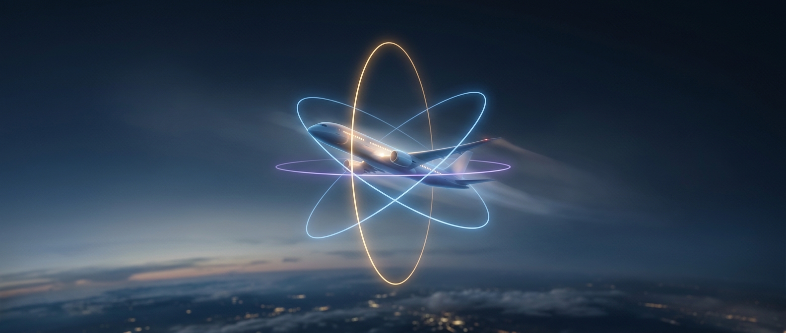 Airplanes rotate around three invisible intersecting lines