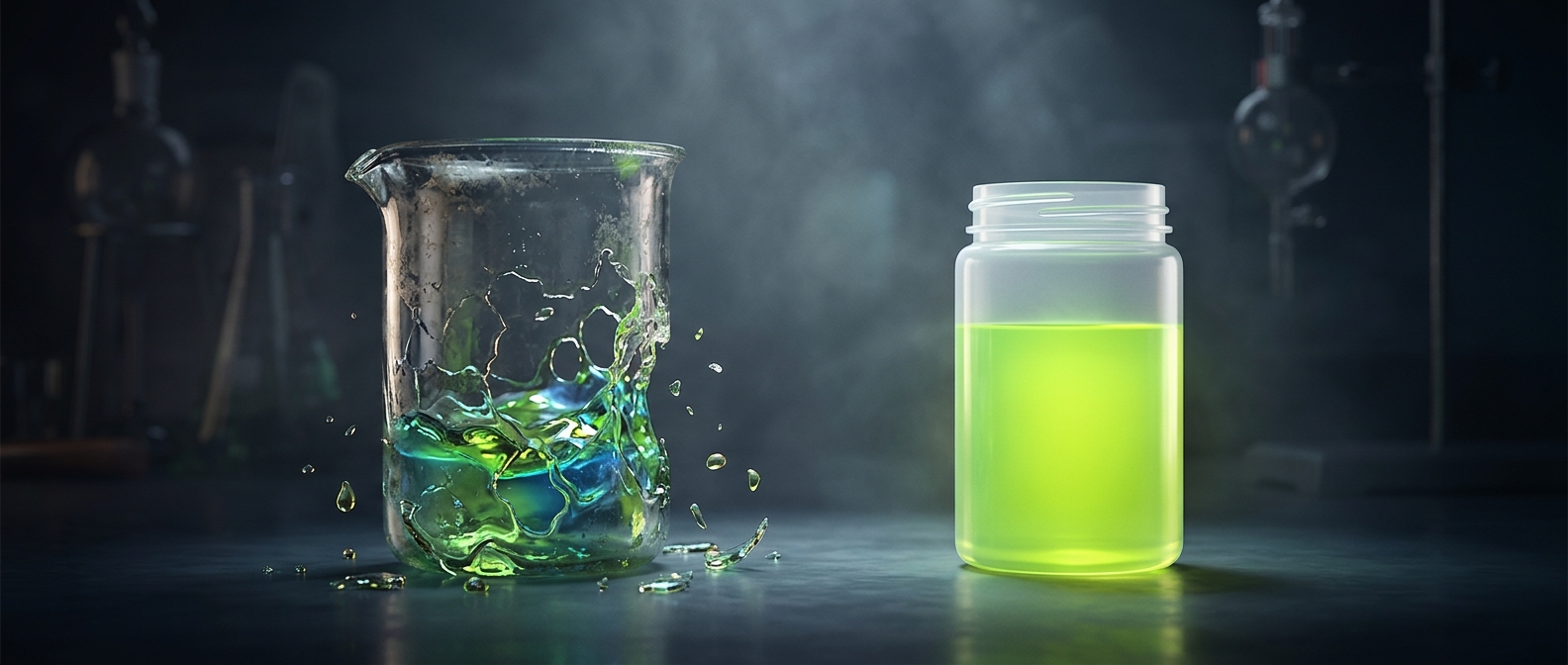 The acid that dissolves glass but not plastic
