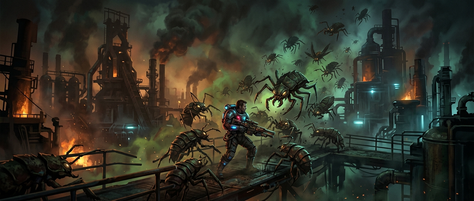 In Factorio, pollution brings angry aliens