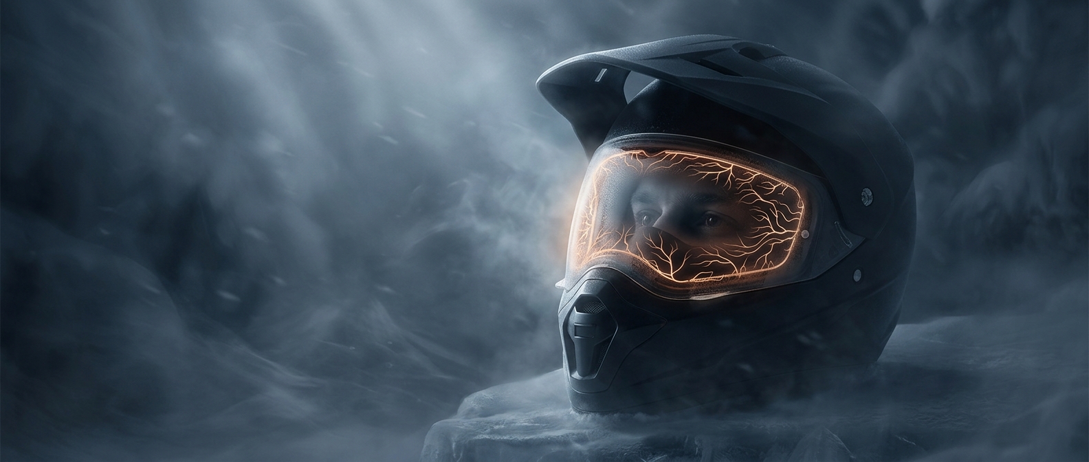 Snowmobile helmets secretly heat their visors