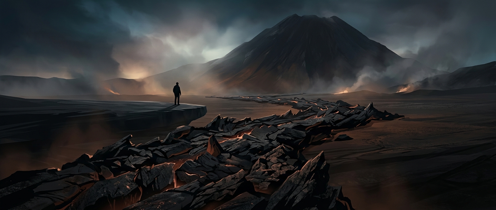 This lava crawls forward as broken glass