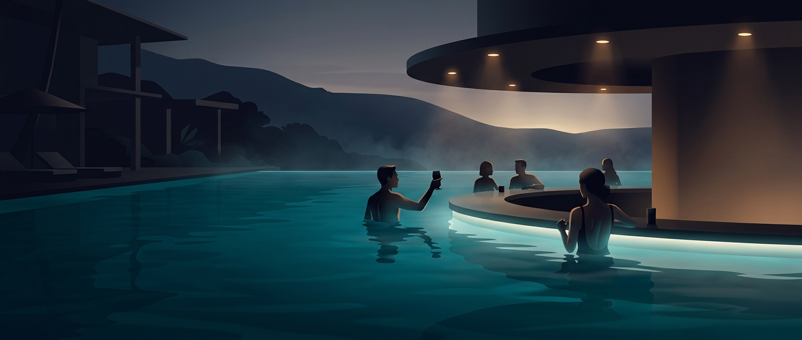 Swim-up bars keep guests submerged while mingling