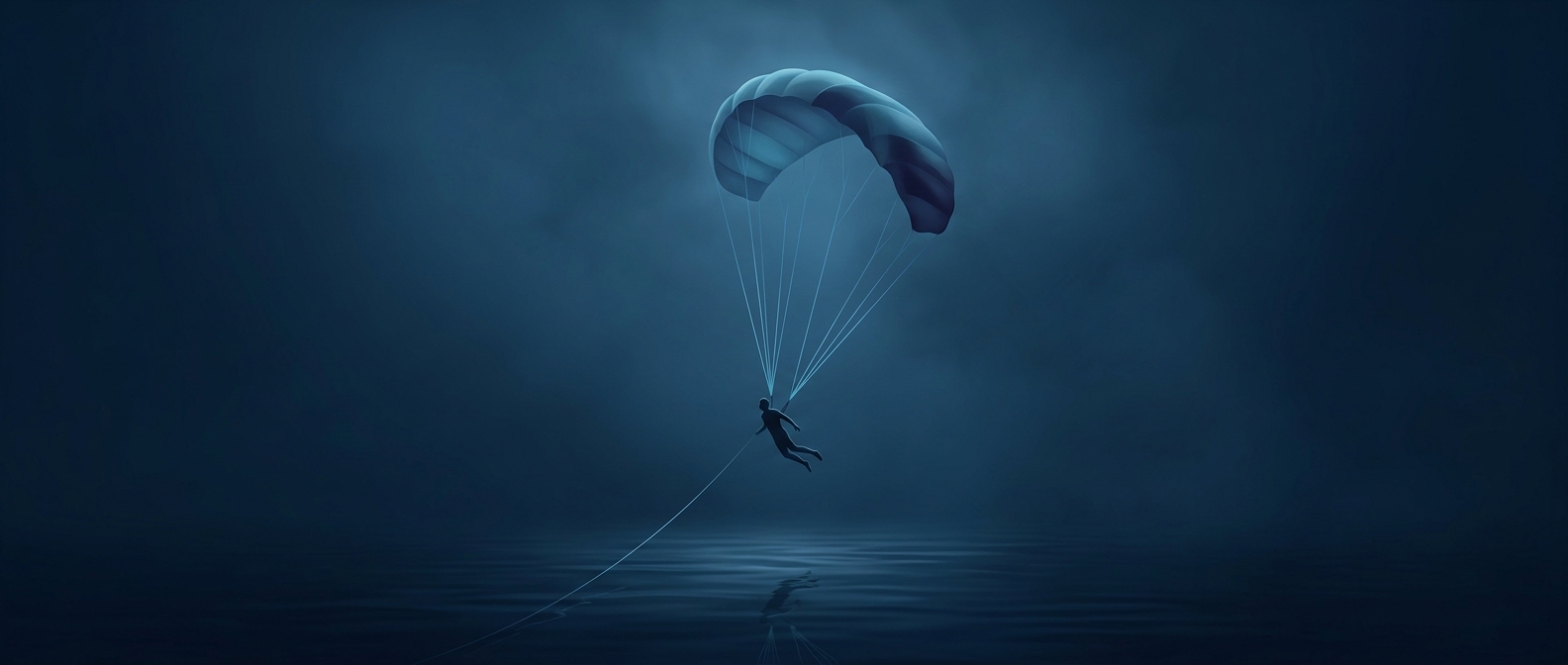 Floating under a canopy towed by a cable