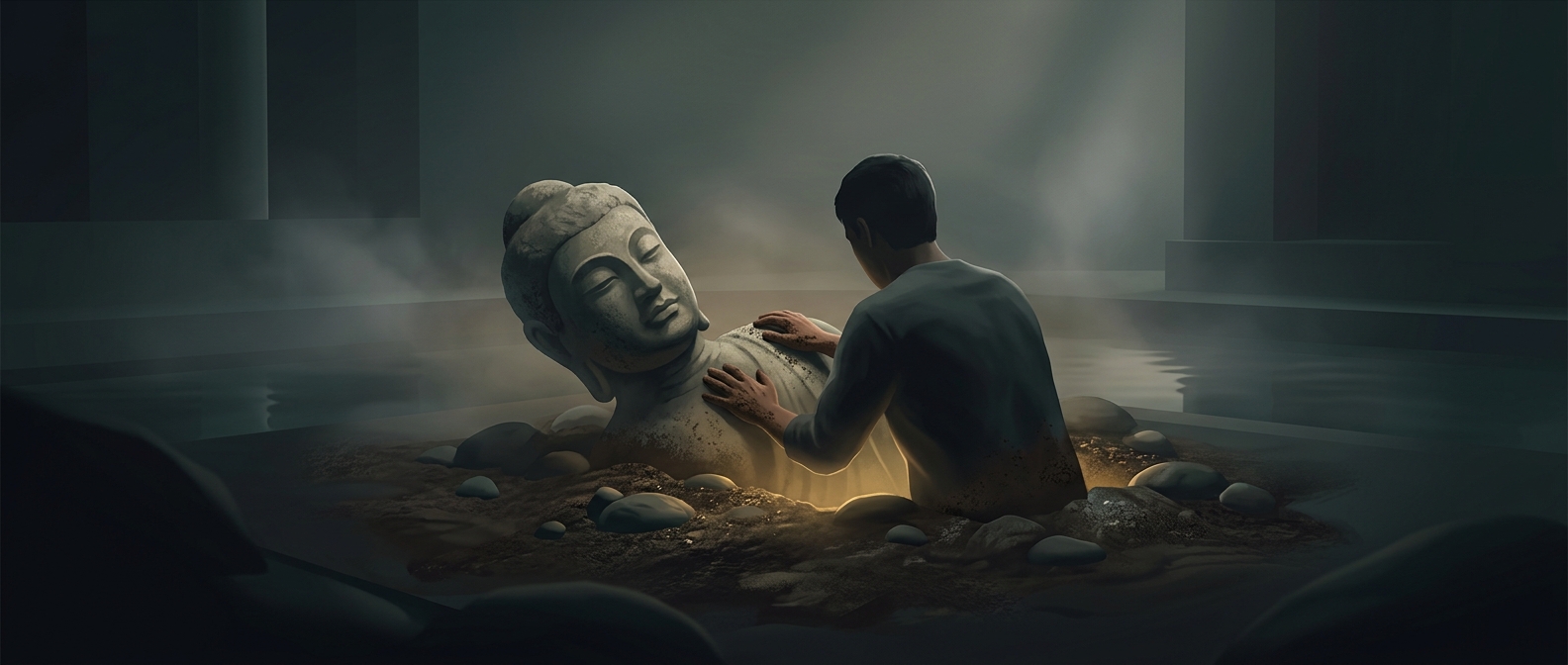 Why people buried statues upside down
