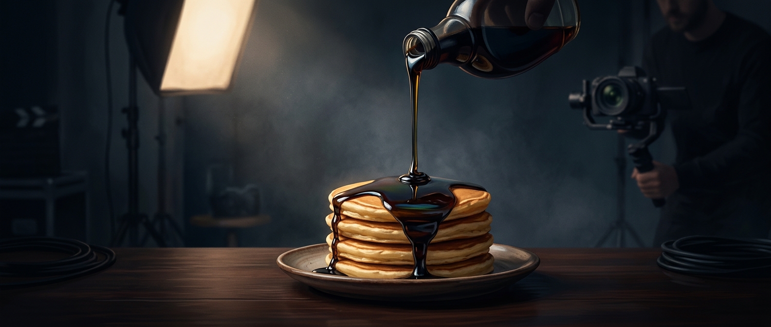 Why commercials pour motor oil on pancakes