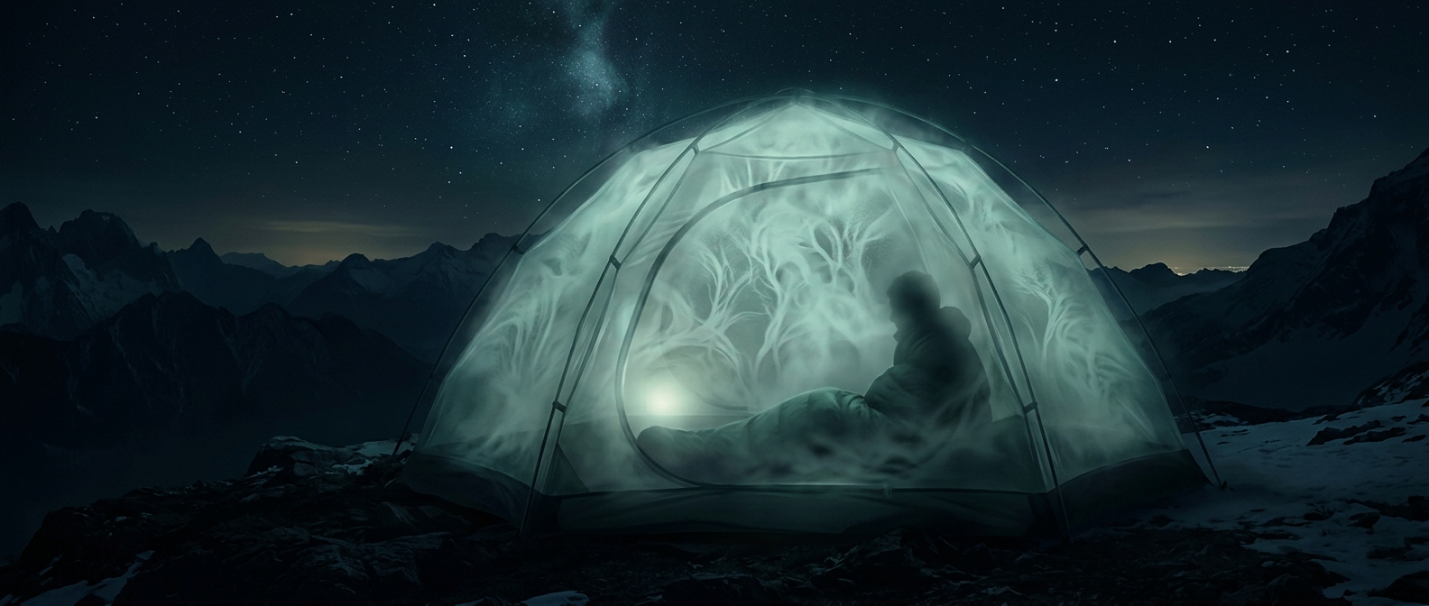 Pitched synthetic tents trap your own foul breath