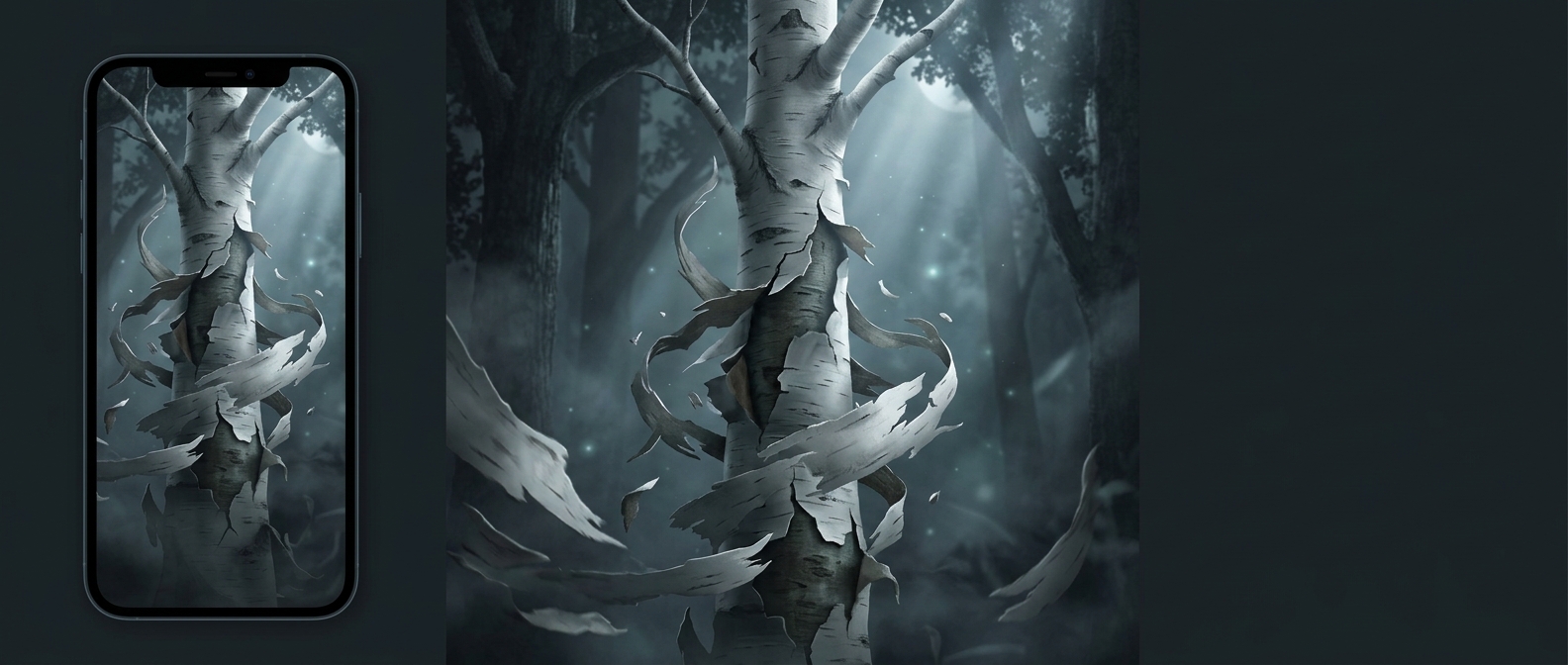 Birch trees aggressively shed their own bark
