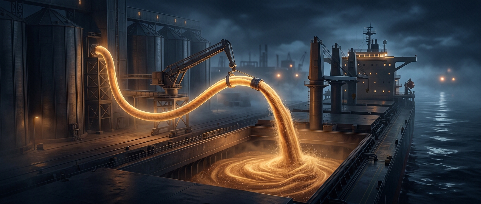How cargo ships unload grain like liquid