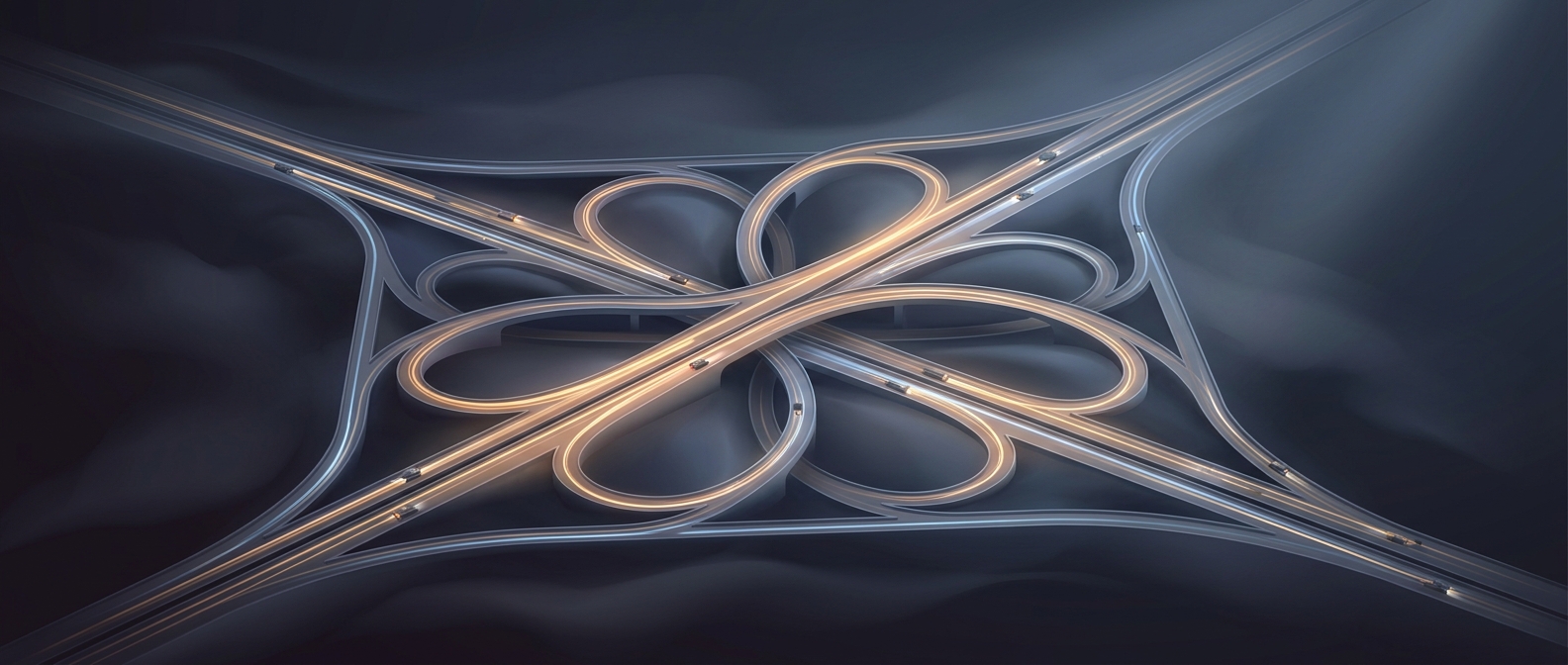 Cloverleaf interchanges eliminate direct cross traffic