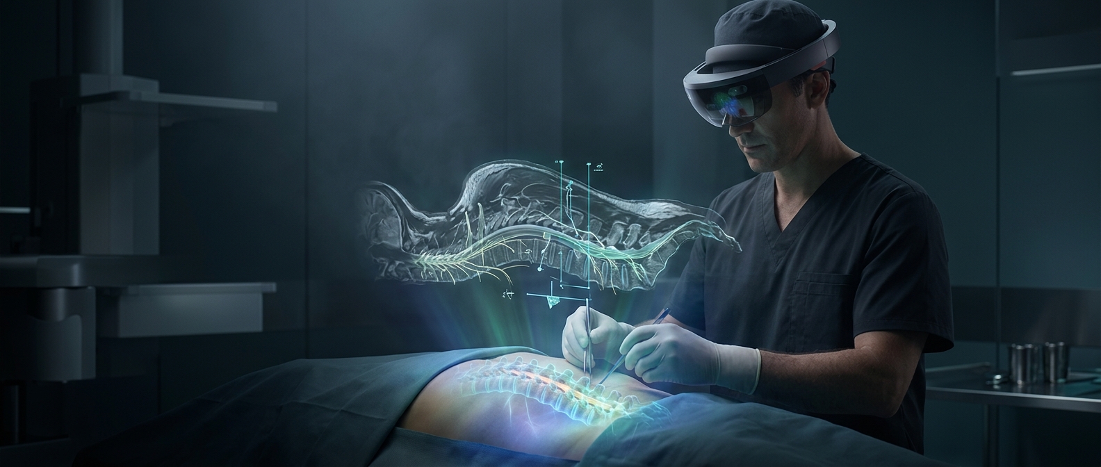Surgeons can see a patient's spine in 3D through HoloLens