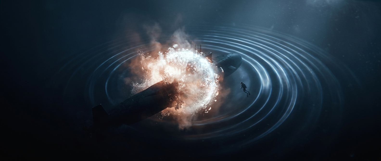 Submarine sonar is loud enough to create cavitation