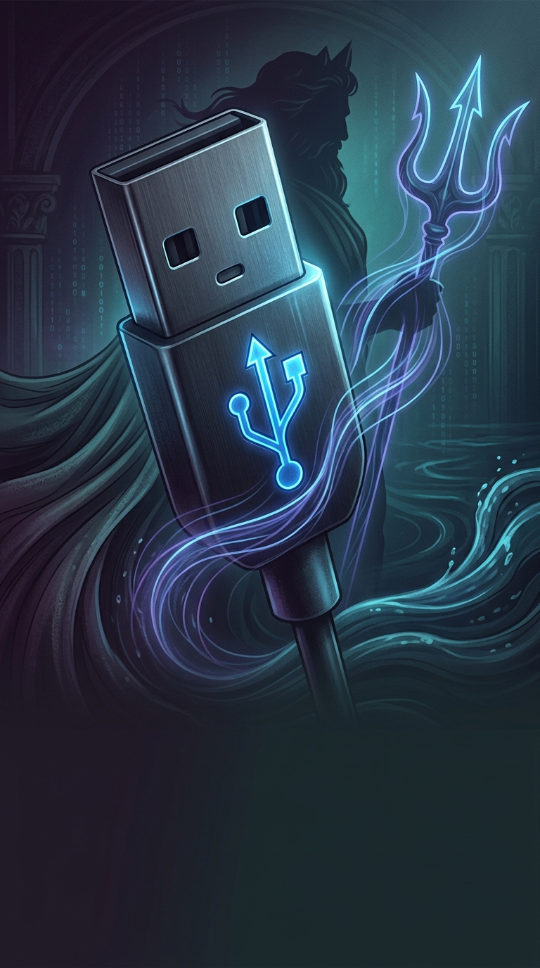Look closely at a standard USB plug. The strange geometric symbol carved into the metal is actually modeled after what?