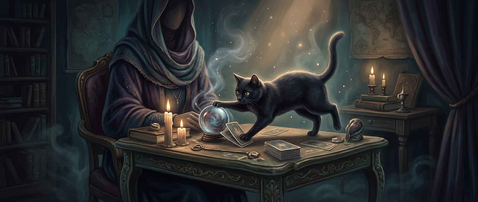 Mystical consultations are often interrupted by cats
