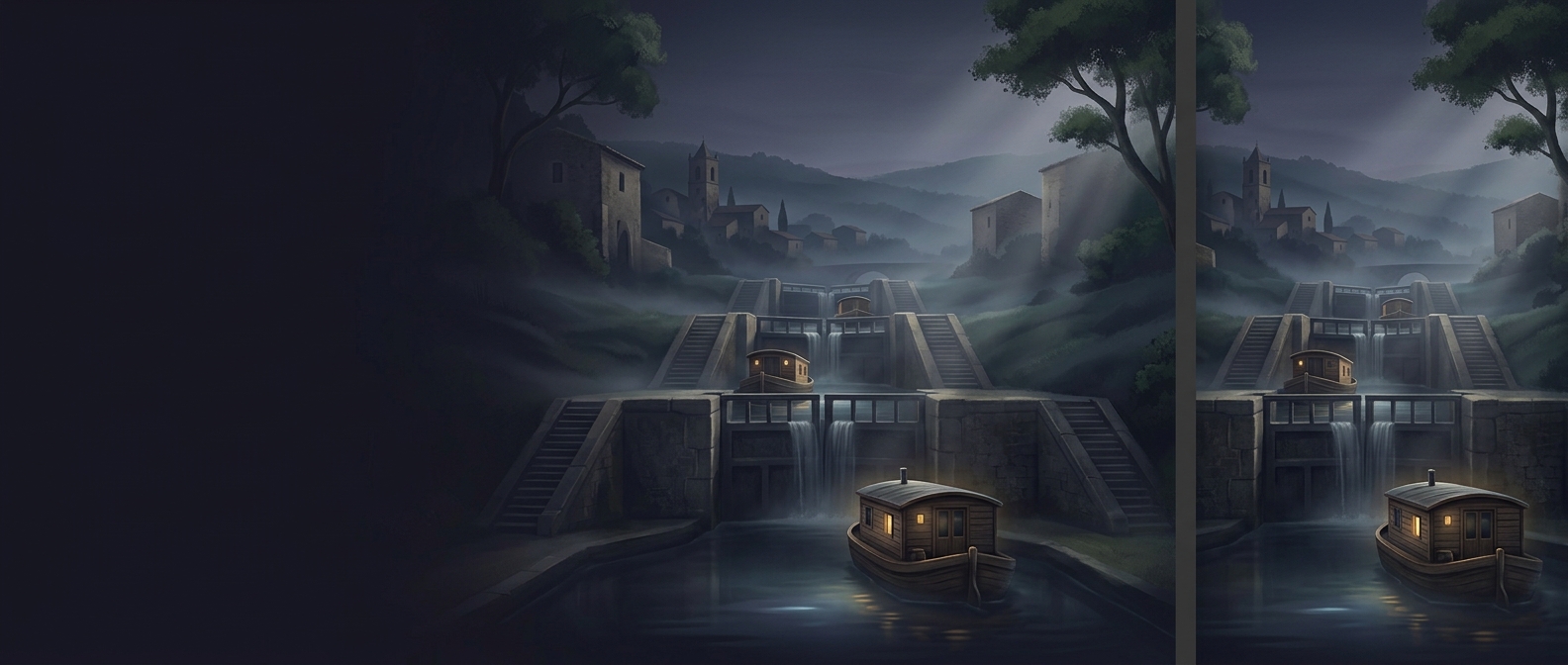 Fonseranes locks elevate rustic French canal houseboats
