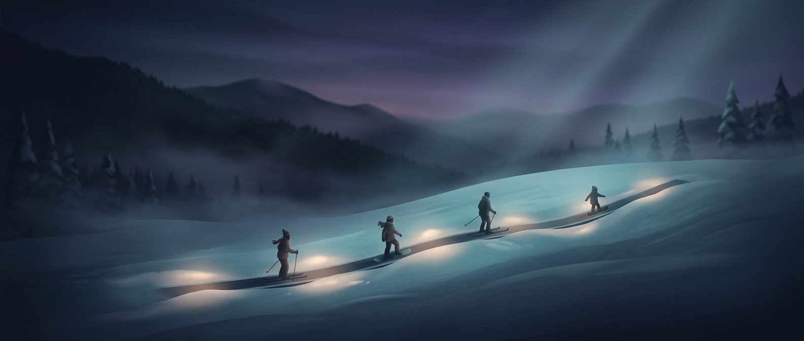 Magic carpets slowly roll beginners up tiny snow hills