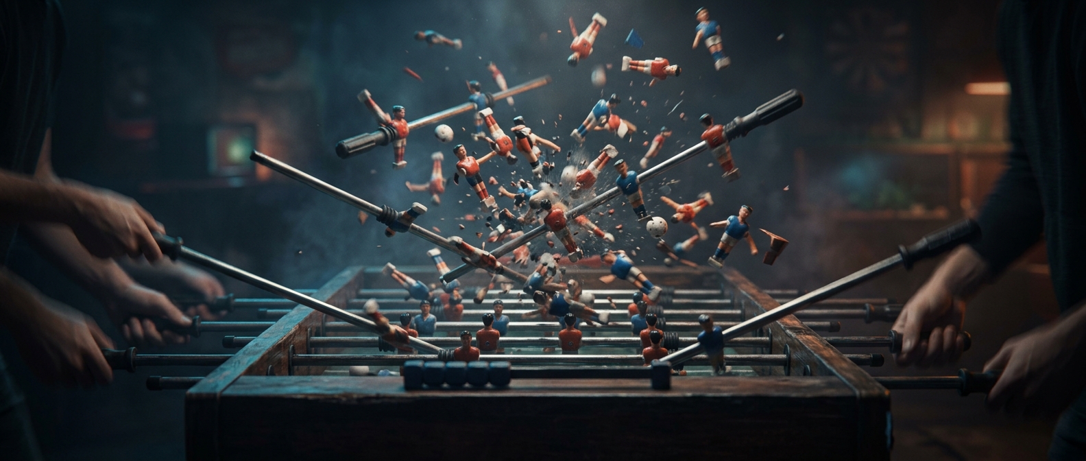 Why foosball turns into chaos